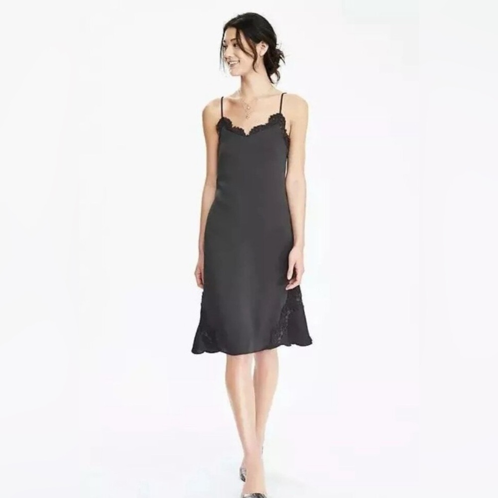 Banana Republic Charcoal Lace Midi Skirt